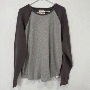 Lucky Brand Long Sleeve Thermal Raglan Shirt Mens XXL Gray Brown Cotton